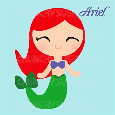 Instant Download Ariel Mermaid Cute Kawaii By Crunchysushiday Clipart