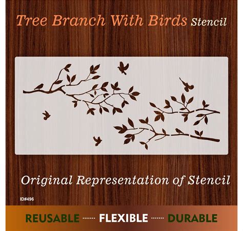 Tree Branch with Birds Stencil Used for Wall Painting Scrapbook Colori ...