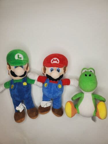 3 Super Mario Bros MARIO LUIGI YOSHI Plush Soft Toy Set Nintendo ...