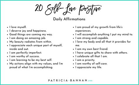 20 Self-Love Positive Daily Affirmations for Women - Patricia Bannan ...