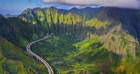 nature, Landscape, Mountain, Highway, Forest, Oahu, Hawaii, Aerial View ...