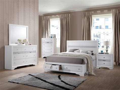 Acme Naima Panel Storage Bedroom Set in White | 1StopBedrooms