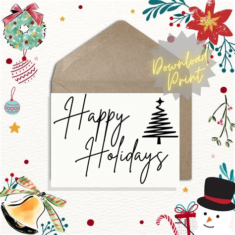 Happy Holidays Card Printable Holiday Card Digital Card - Etsy