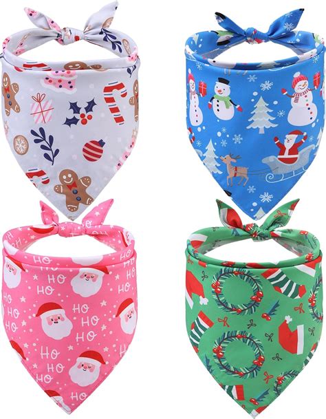 Amazon.com : EXPAWLORER Christmas Dog Bandanas - 4 Pack Reversible ...