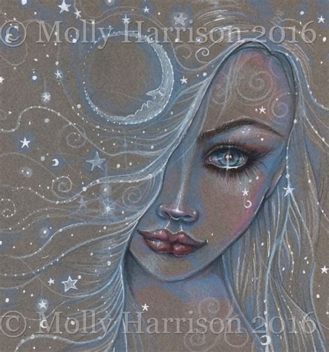 Cosmic Girl Pencil Drawing Fantasy Art Print by Molly Harrison | Etsy