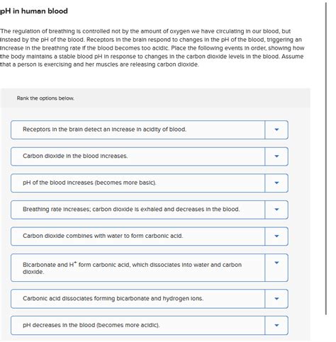 Solved pH in human blood The regulation of breathing is | Chegg.com