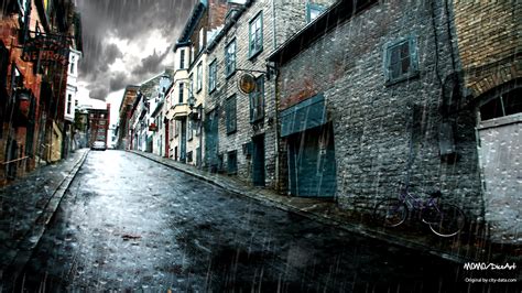 Rainy City Street Wallpaper