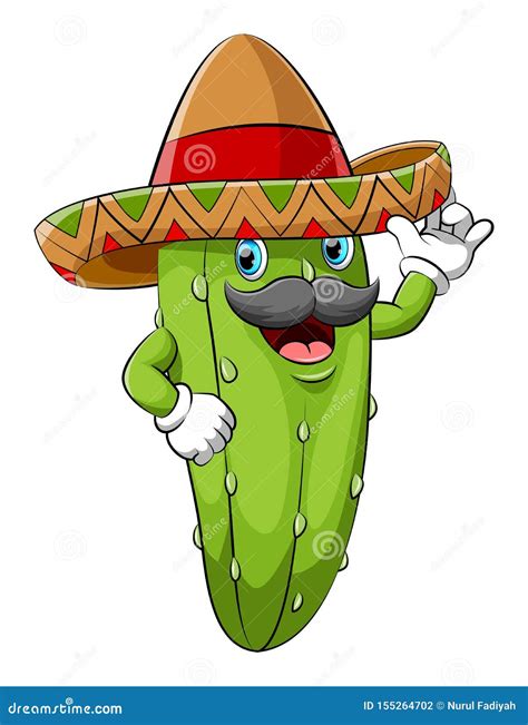 Happy Cucumber with Sombrero Cartoon Character Stock Vector ...