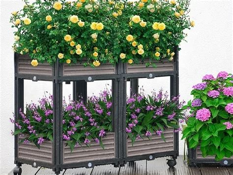 Moving Raised Planter Box With Legs Indoor Outdoor Elevated Garden Bed ...