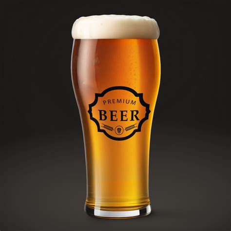 Beer Glass with Logo Mockup Generator on Full Beer Glass - Mediamodifier