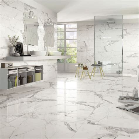 Thin Calacatta & Carrara White Marble Gloss Tile | Realgres