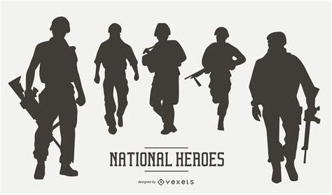 US Military Soldier Silhouette Set Vector Download