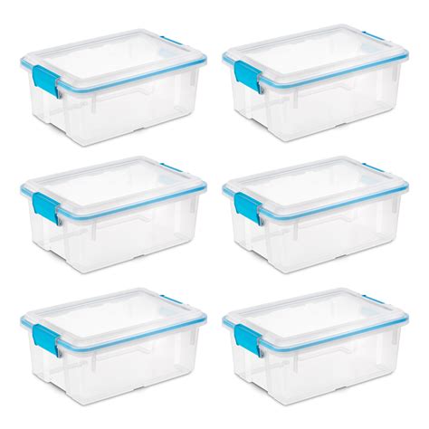 Sterilite 12 Qt Plastic Storage Bin Container Clear Gasket Sealed Box ...