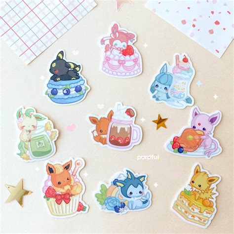 Kawaii Cute Pokemon Stickers / Cute Eevee Eeveelution Stickers - Etsy ...