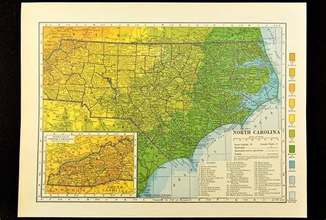 North Carolina Map of North Carolina Topographic Map Wall | Etsy