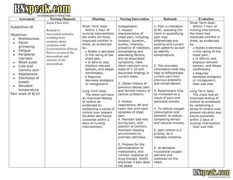 Acute pain nursing care plan - Nursing Care Plan Examples