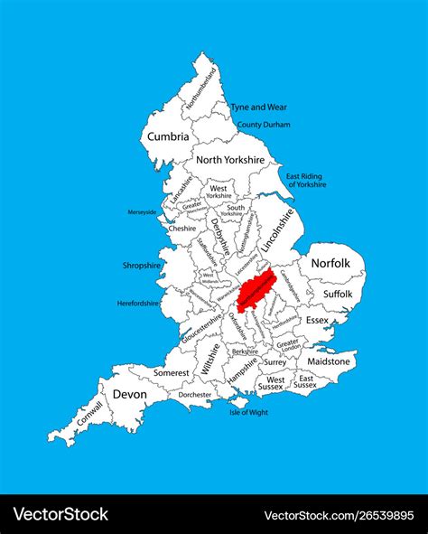 Map northamptonshire in east midlands uk Vector Image