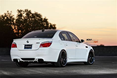 Fascinating White BMW M5 Sitting Low on ADV1 Custom Wheels — CARiD.com ...