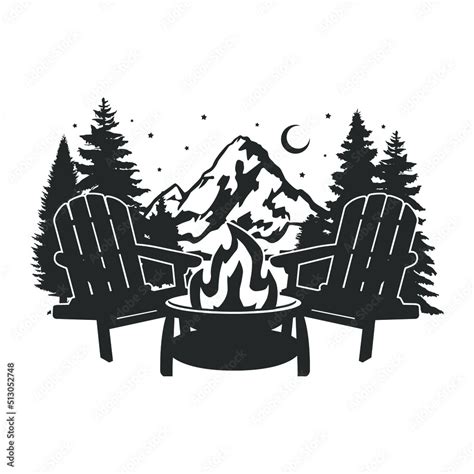 Fire Camp Illustration Clip Art Design Shape. Outdoor Adventure ...