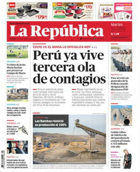 Newspaper La Republica (Peru). Newspapers in Peru. Today's press covers ...