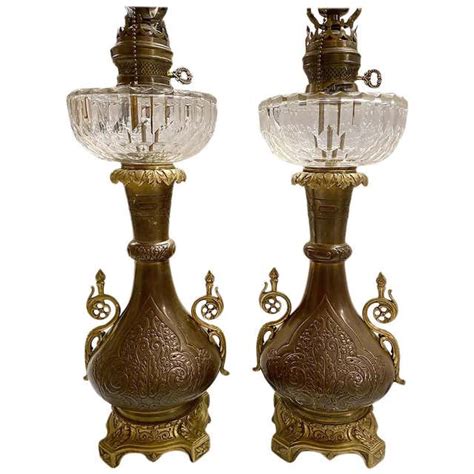 Pair of Cut-Glass Table Lamps For Sale at 1stDibs