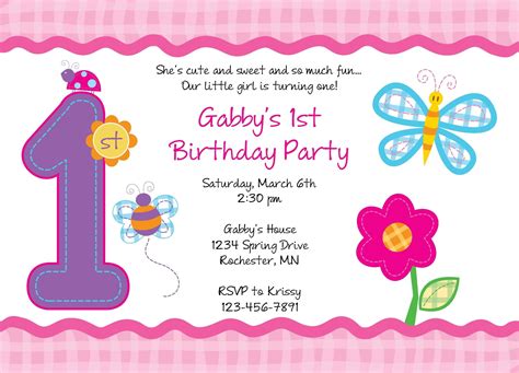 Free Printable First Birthday Invitations – Bagvania FREE Printable ...