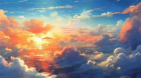 Premium AI Image | The sky above the clouds is a painting by person