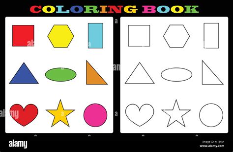 coloring book - colorful shapes and empty shapes for painting for kids ...