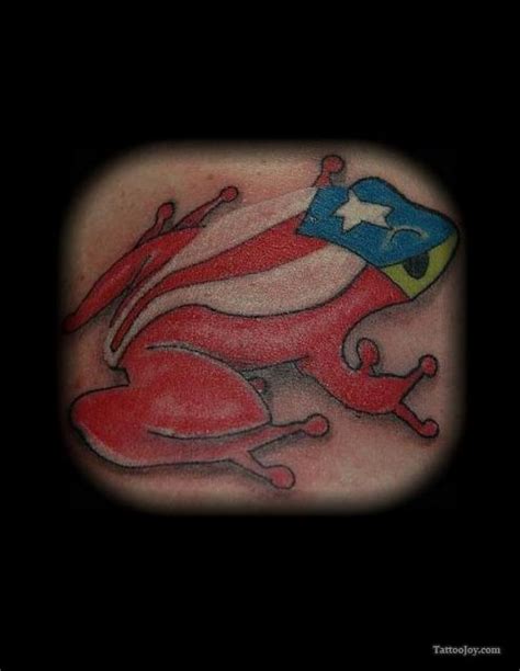 Cool Puerto Rico Flag Frog Tattoo Design