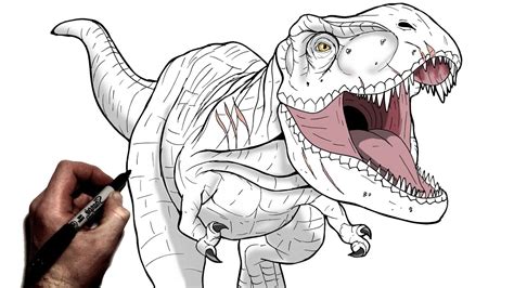 How To Draw Rexy (T Rex) | Step By Step | Jurassic World - YouTube