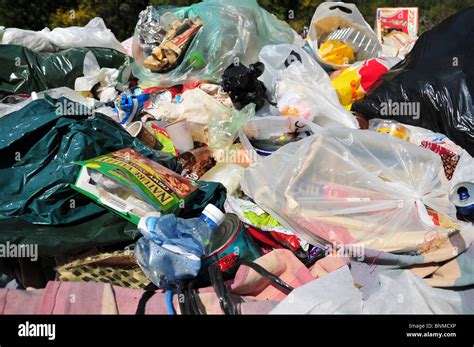 a pile of Plastic bags, Trash and garbage left by travellers and ...