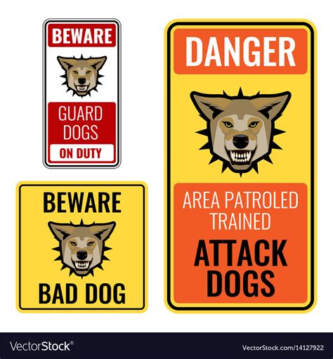 Set of stickers with beware bad dog signs Vector Image