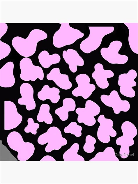 Pastel Pink Cow Print Cow Pattern Black Background Black Background