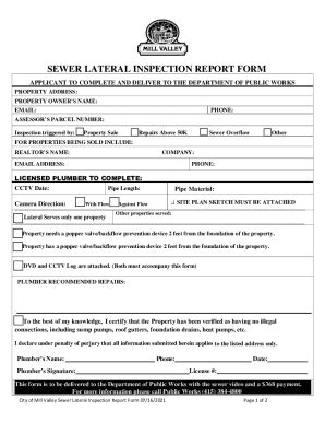 Fillable Online SEWER LATERAL INSPECTION REPORT FORM Fax Email Print ...