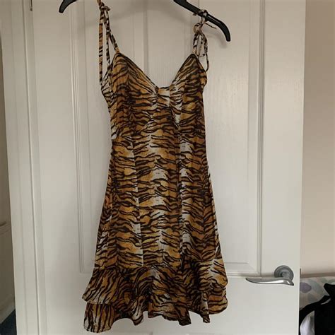 TIGER PRINT STRAPPY DRESS SIZE 8 #tigerprint... - Depop