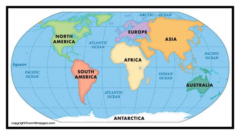 World Map With Oceans Labelled