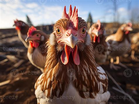 AI generated chicken walk in the chicken coop close-up Generative AI ...