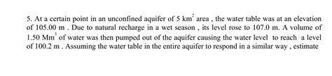 Solved 5. At a certain point in an unconfined aquifer of 5 | Chegg.com