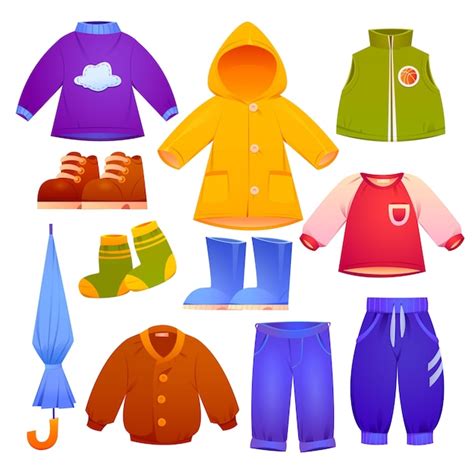 Free Vector | Cartoon autumn and winter kids clothing collection