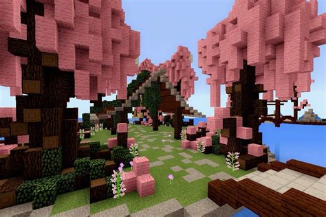 Minecraft PE: Build #8 Cherry Blossom Park | Minecraft Amino