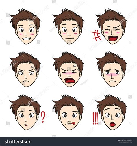 Handsome Character Face Expressions Vector Headshots Stock Vector ...