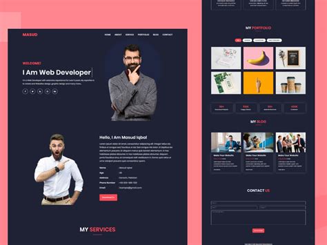 Masud Personal Portfolio Landing Page Template - ilmosys market