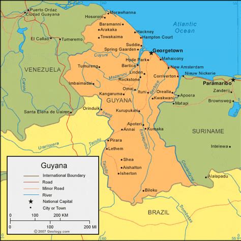 Guyana Map and Satellite Image