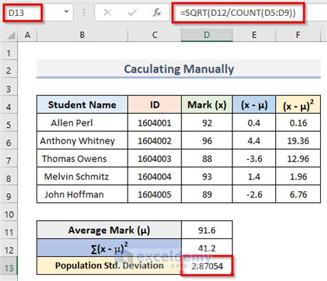 How to Calculate Population Standard Deviation in Excel