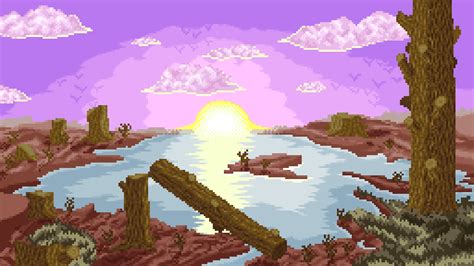 Minecraft Sunset Pixel Art