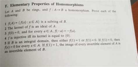 Solved F. Elementary Properties of Homomorphisms gs, and f : | Chegg.com