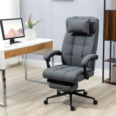 Reclining Office Chair Rolling Swivel Chair Footrest Linen-Feel Dark ...