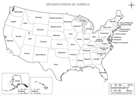 Mapas de Estados Unidos para colorear