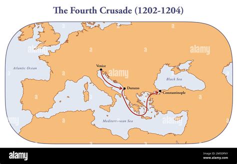 Map of the fourth crusade route Stock Photo - Alamy