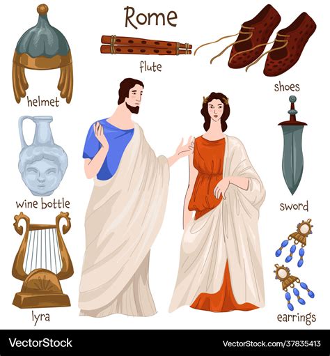 Ancient rome people and clothes old furniture Vector Image